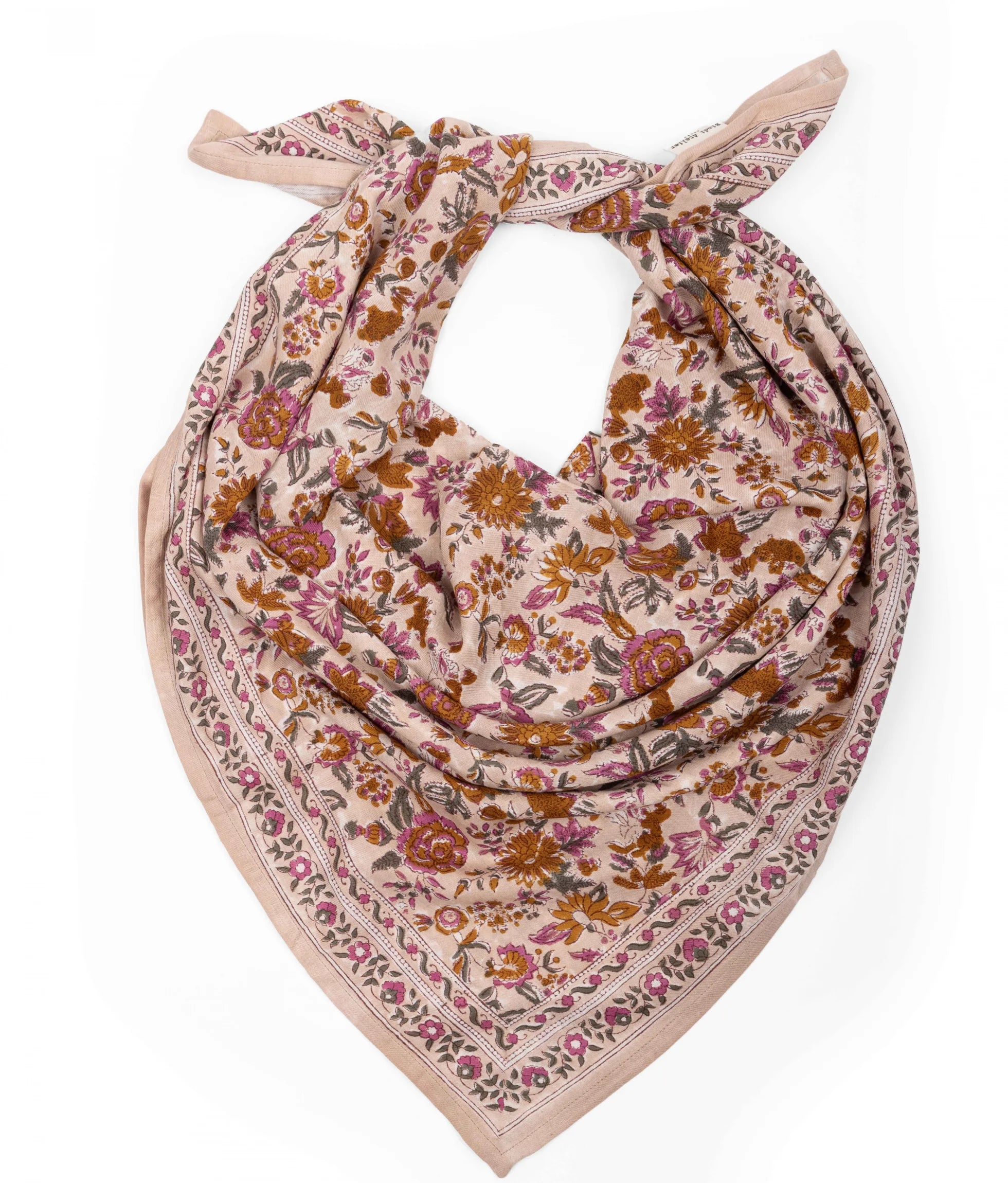 FOULARD COTON FLEUR ÉCRU