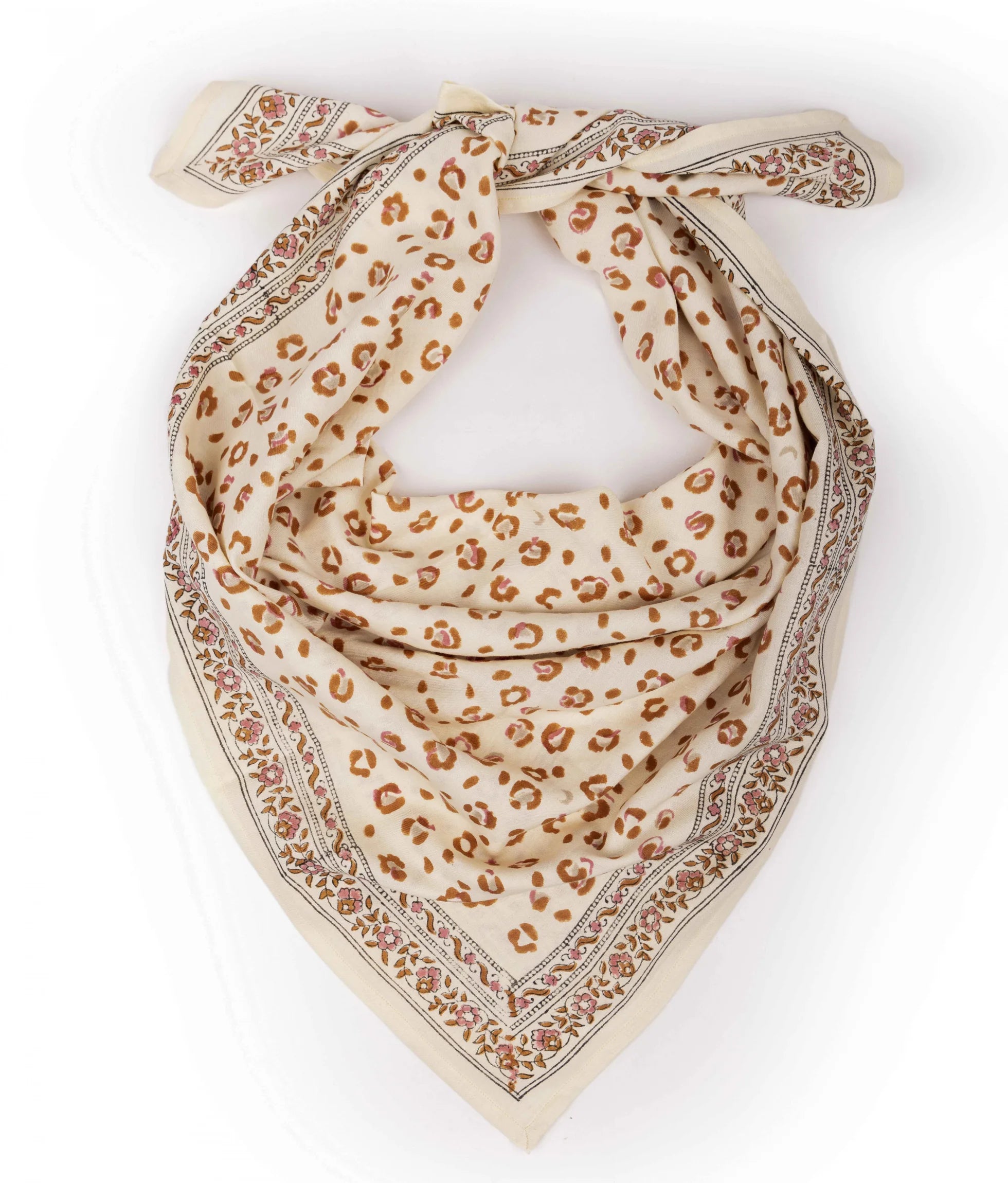 FOULARD COTON LÉO ÉCRU