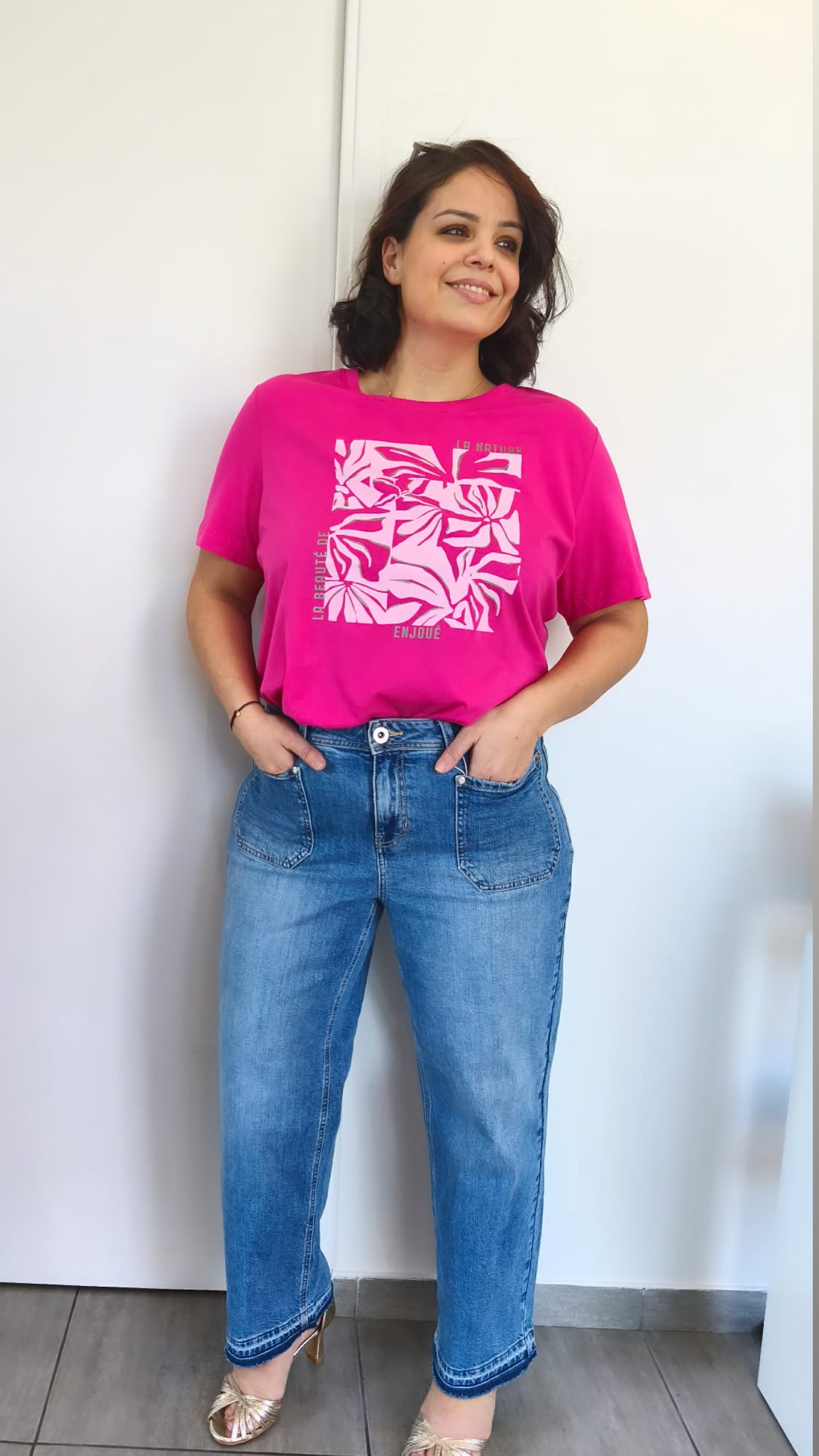 T-SHIRT FLEUR ROSE