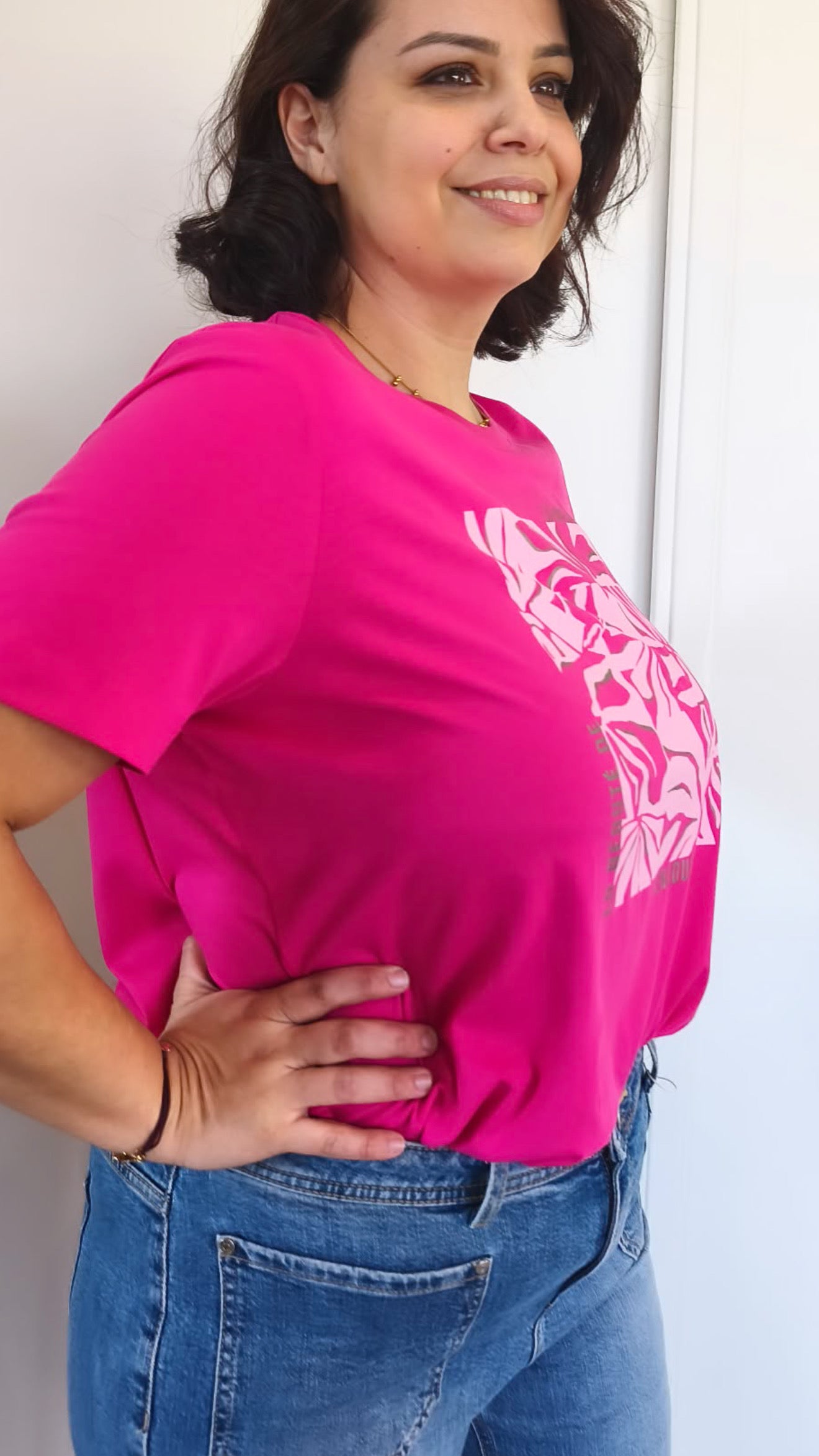 T-SHIRT FLEUR ROSE