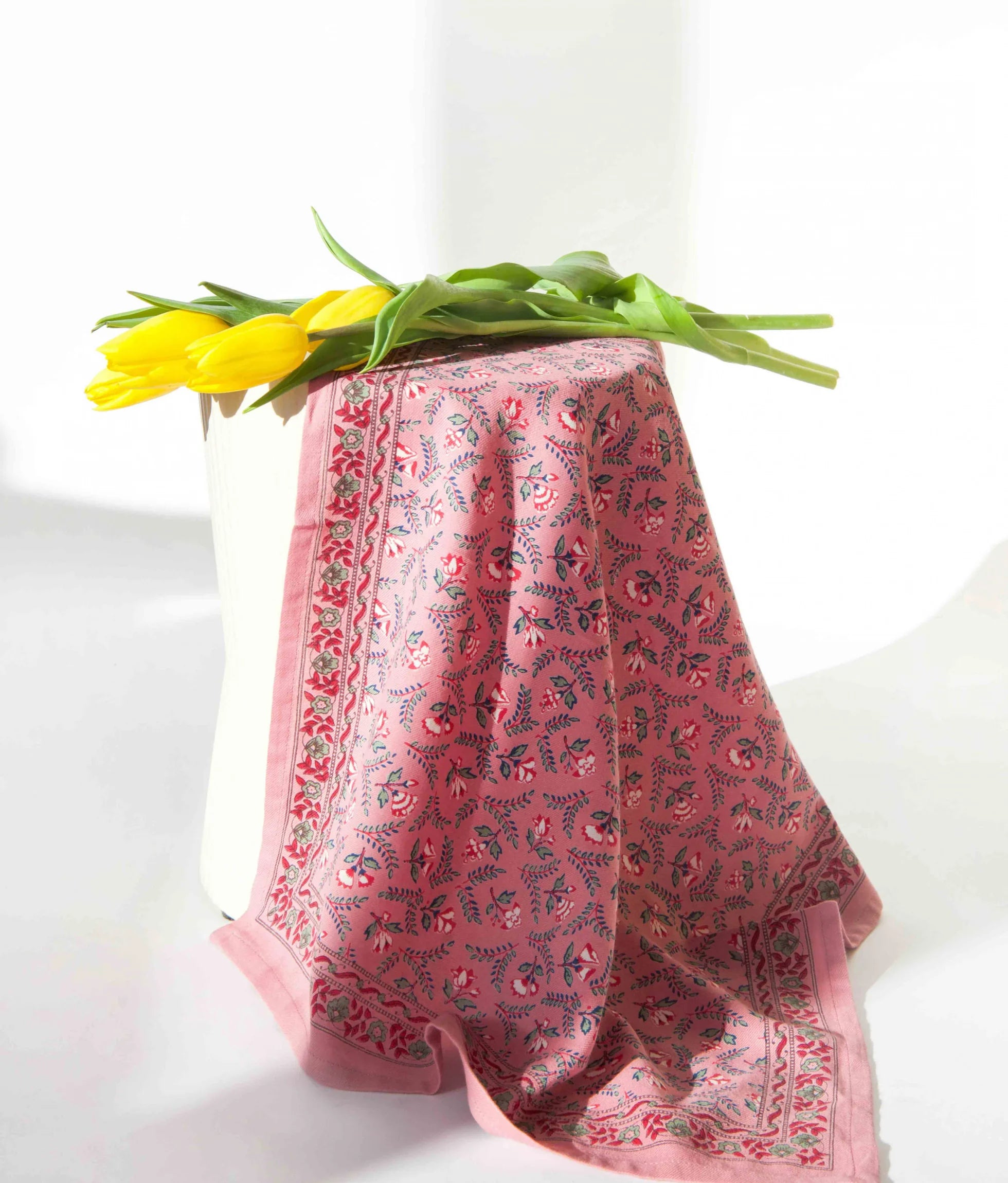 FOULARD COTON ANGORA FLEUR ROSE