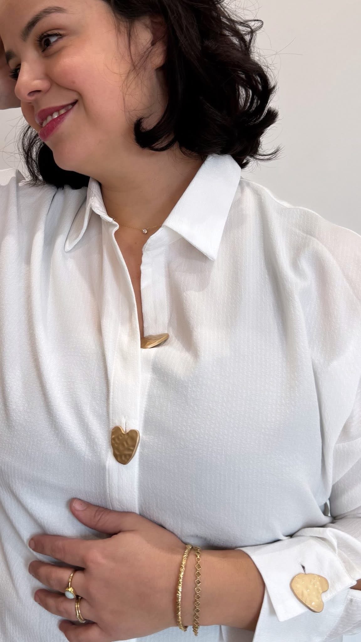 CHEMISE BLANCHE BOUTONS OR