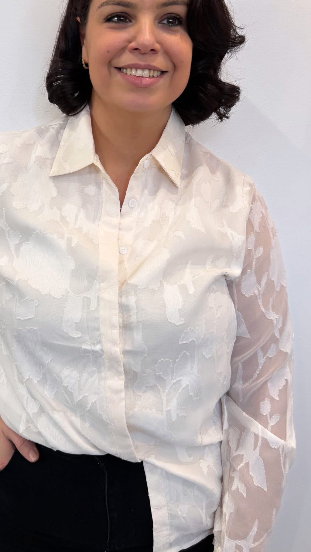 CHEMISE BIANCA DENTELLE ÉCRUE