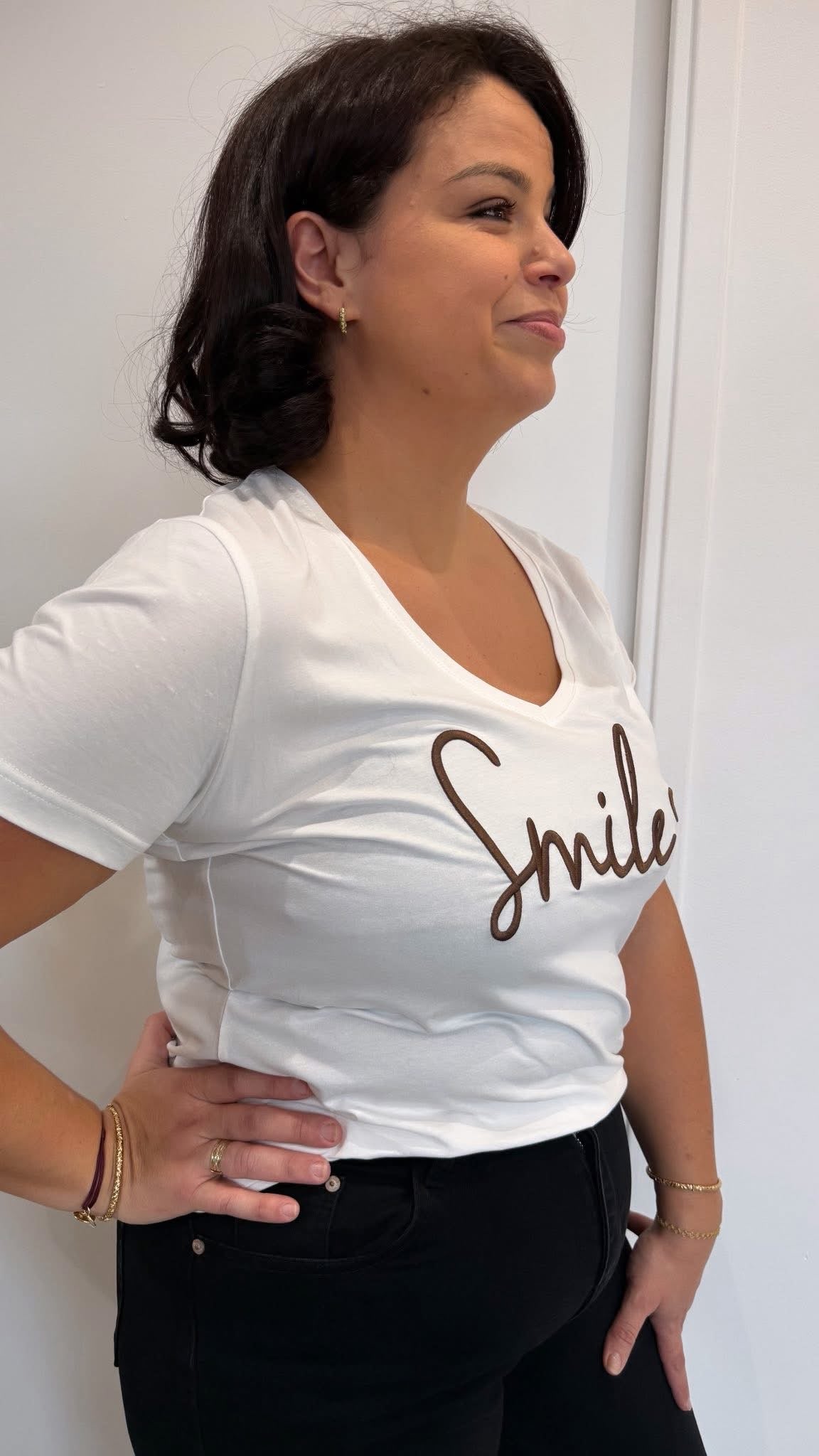 T-SHIRT SMILE BLANC