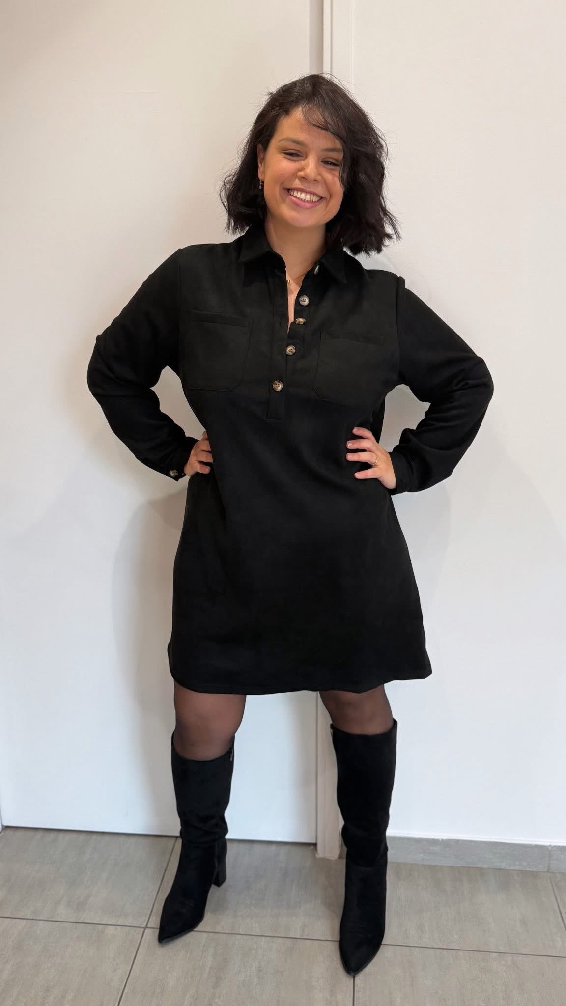 ROBE DONIA VELOURS NOIRE