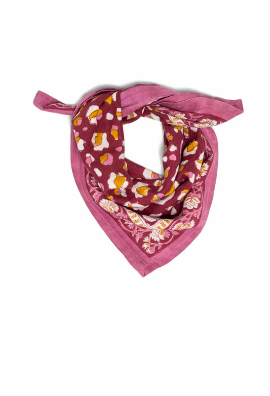 FOULARD GM ROSA LEOPARD BORDEAUX